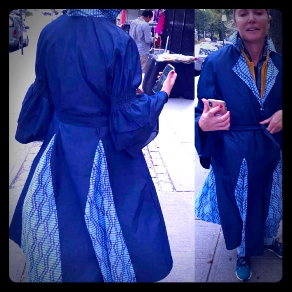 French sleeved denim coats with selected print